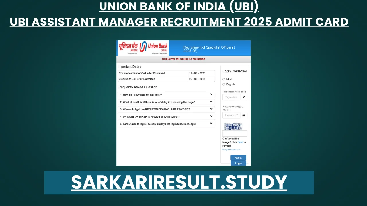 Union Bank Assistant Manager Recruitment 2025 Admit Card