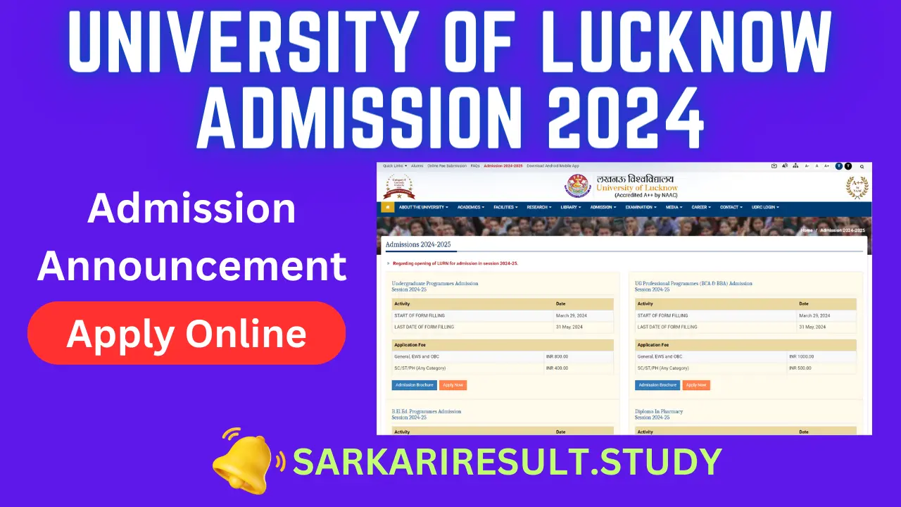 University of Lucknow Admission 2024