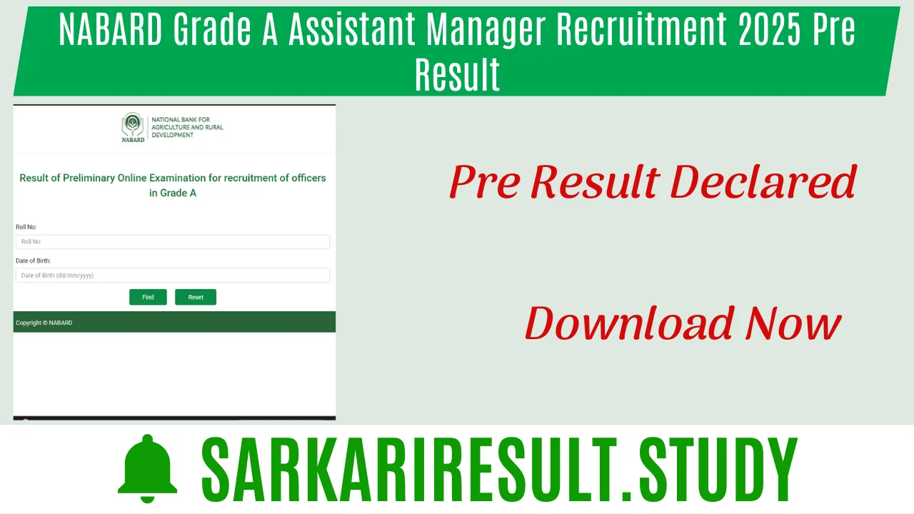 NABARD Grade A Assistant Manager Recruitment 2025 Pre Result