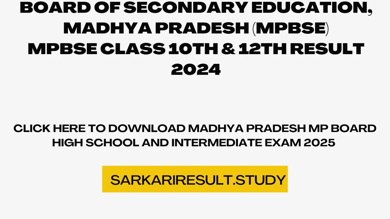 MPBSE Class 10th & 12th Result 2024