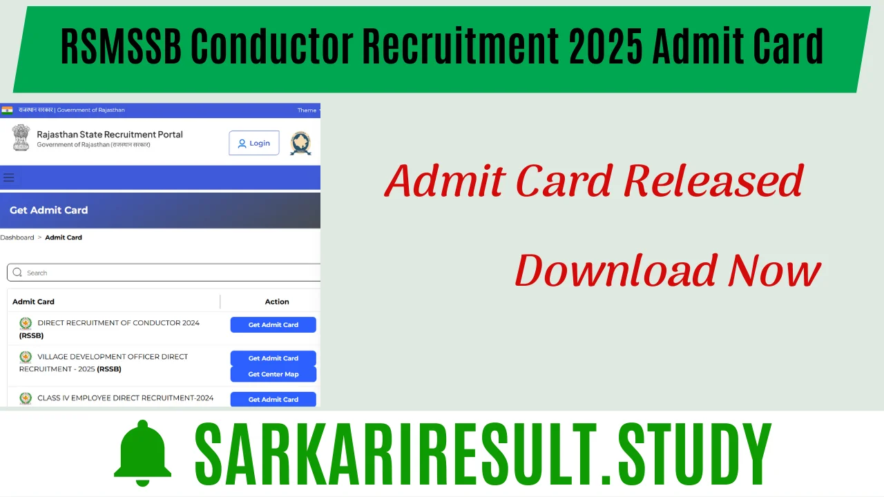  RSMSSB Conductor Recruitment 2025 Admit Card 