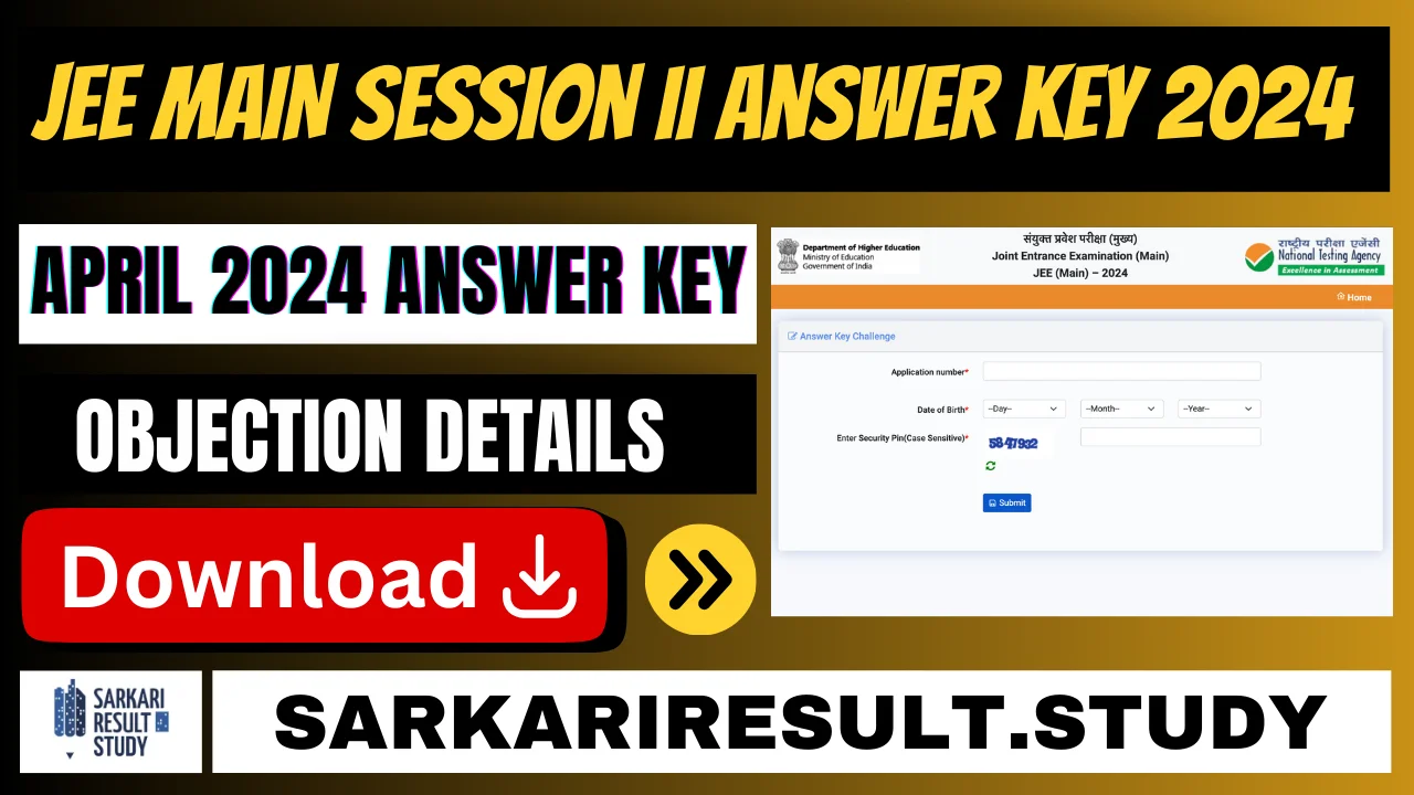JEE MAIN Session II April 2024 Answer Key