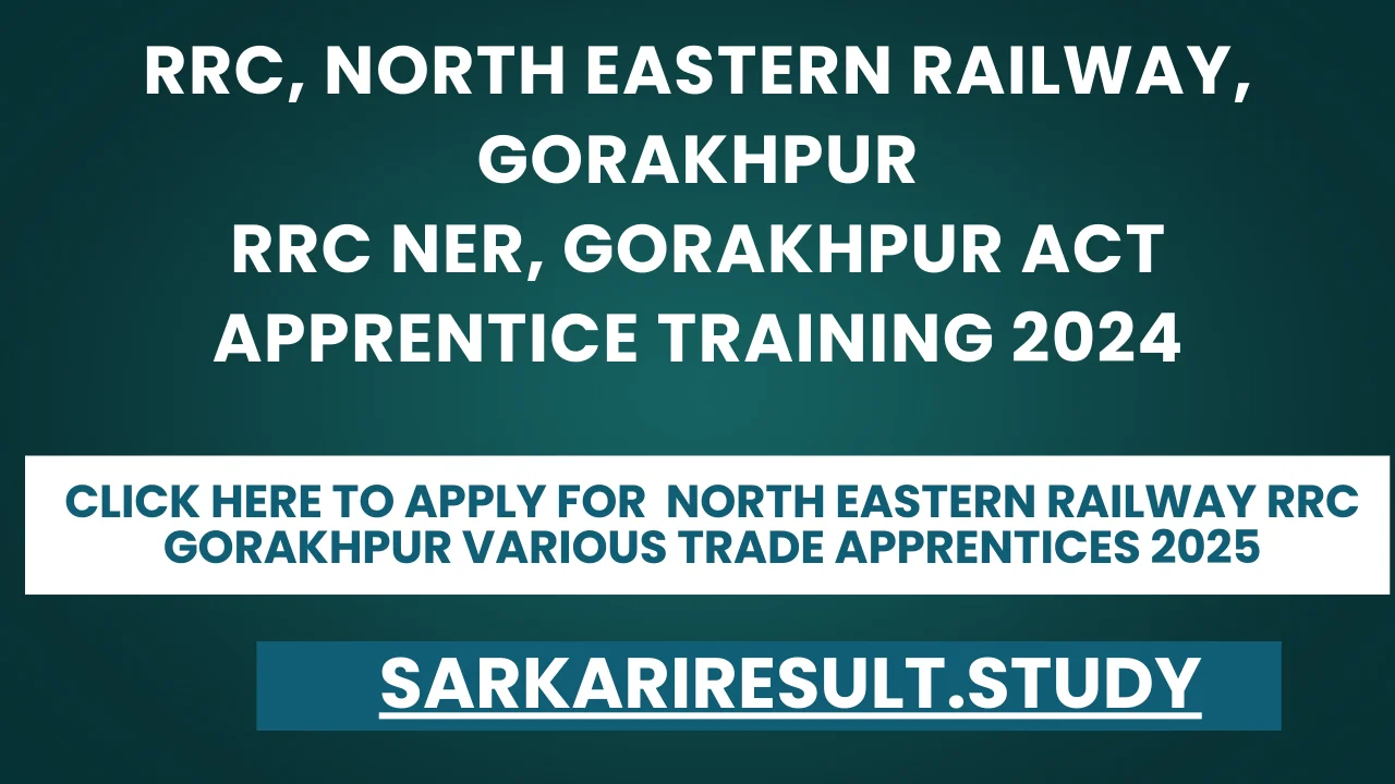  North Eastern Railway RRC Gorakhpur Various Trade Apprentices 2025