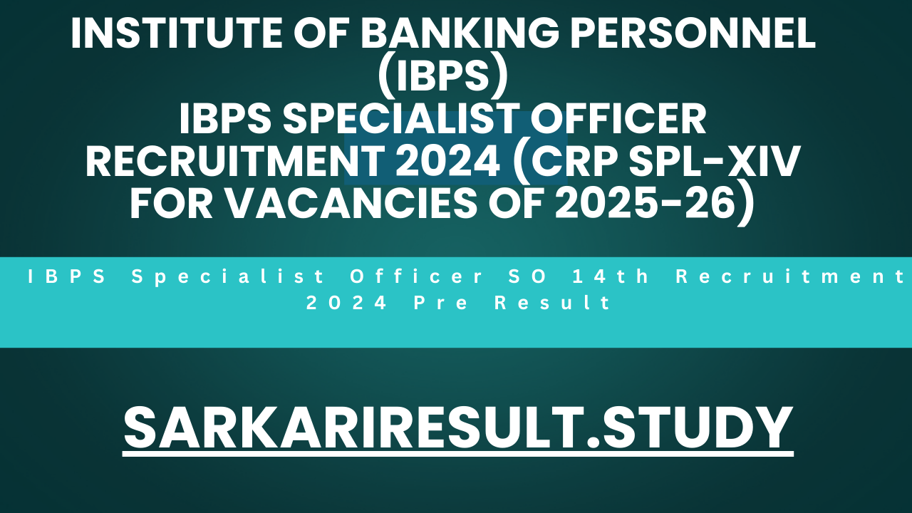 IBPS Specialist Officer SO 14th Recruitment 2024 Pre Result for 896 Post