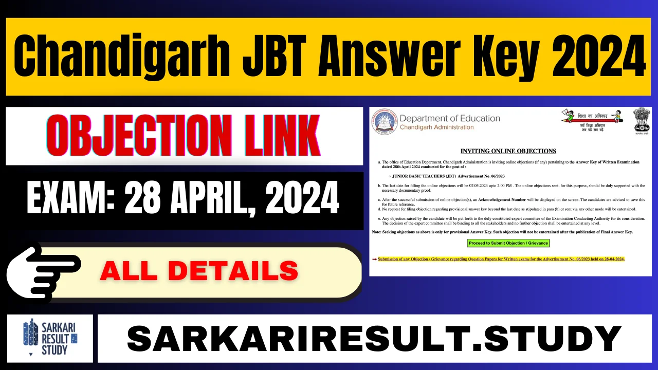 Chandigarh JBT (Primary) Answer Key 2024