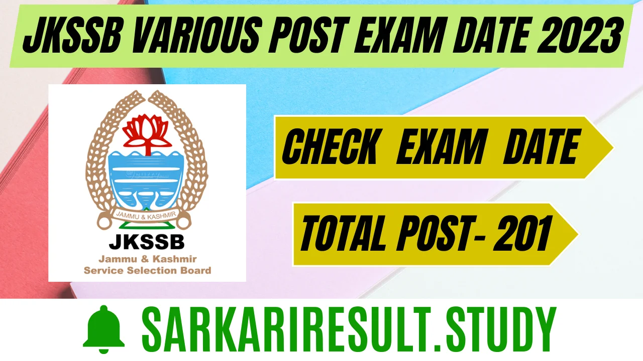 JKSSB Various Post Exam Date 2023 