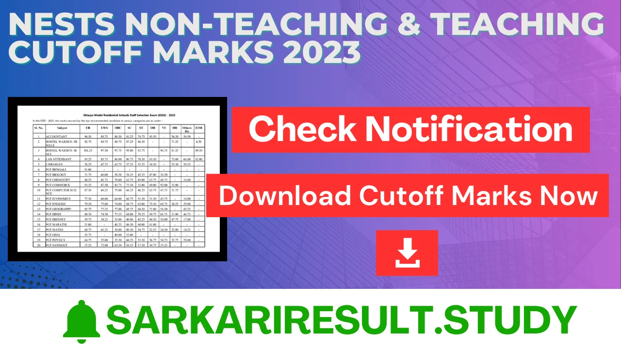 NESTS Non-Teaching & Teaching cutoff 2024
