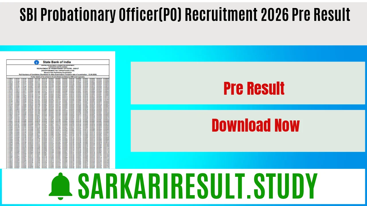  SBI Probationary Officer(PO) Recruitment 2026 Pre Result
