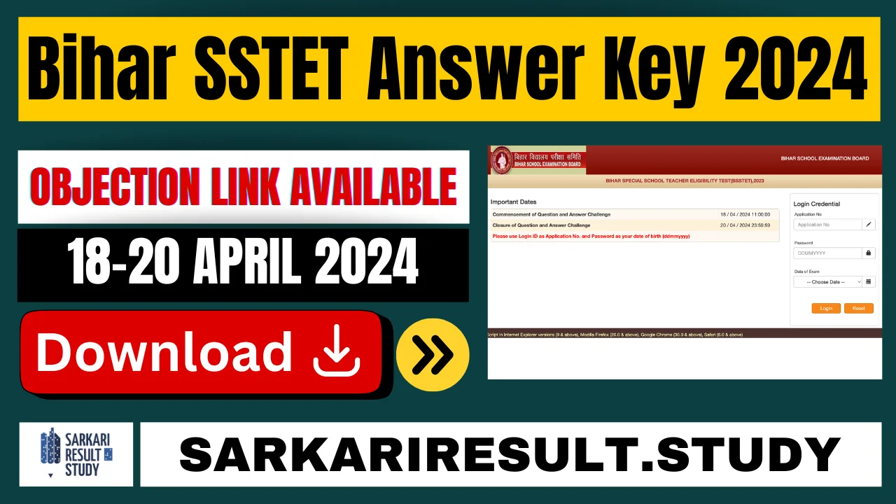 Bihar SSTET Answer Key 2024