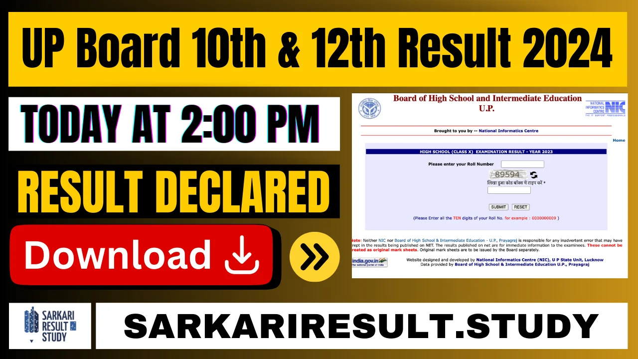 UPMSP UP Board 10th and 12th Result 2024