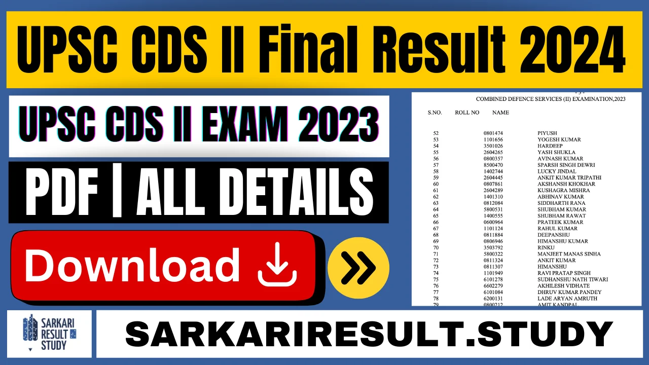 UPSC CDS II Final Result 2024